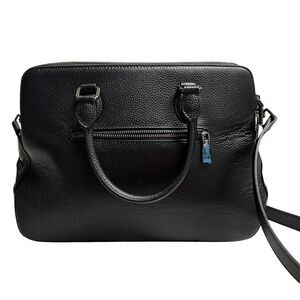 HESHE Women's Pebble Leather Shoulder Tote‎ Bag Black 12X4.5X10 Silver Hardware